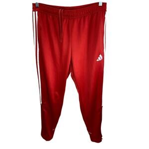 Adidas Sweatpants Mens Large Red Track Pant Warmup 3 Stripe Climalite zip bottom